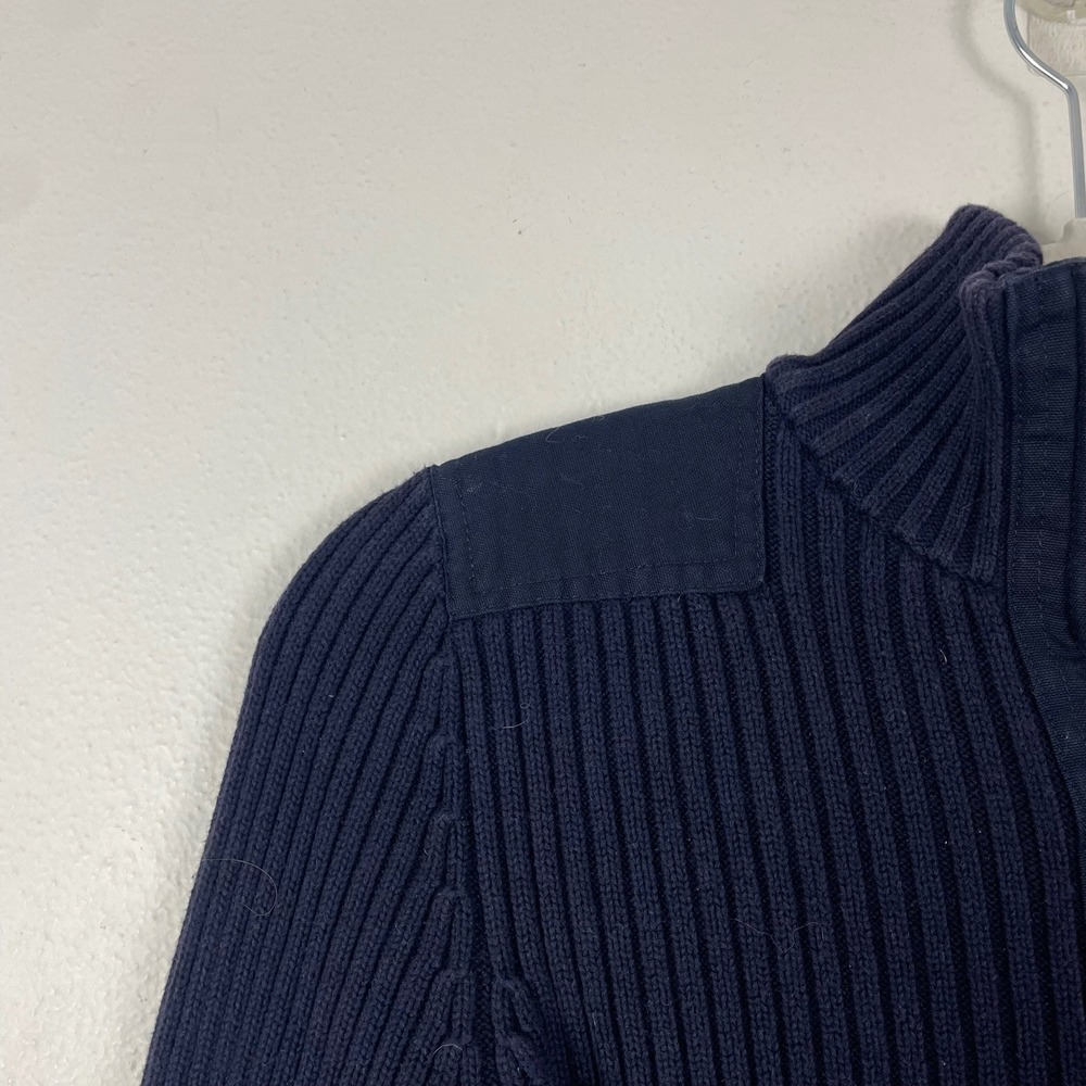 Lauren Ralph Lauren Navy Ribbed Quarter Zip Sweater Crest Logo Women's M Y2K - Picture 4 of 6